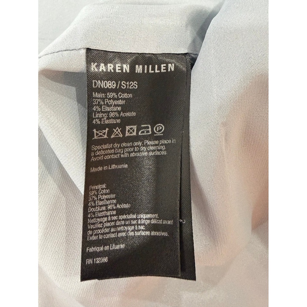 Karen Millen Silver Satin V Neck Bow Front Fit Flare Dress 4 NWOT - Picture 9 of 10